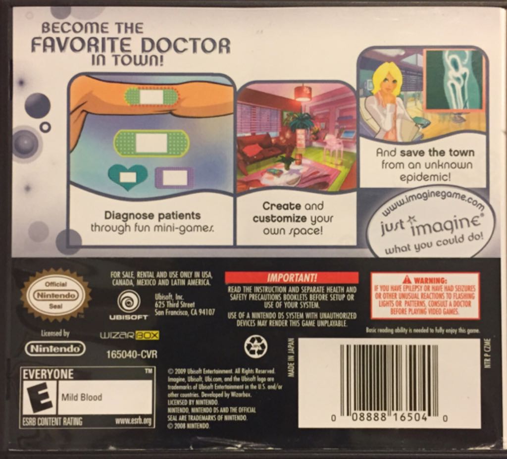 Imagine Family Doctor - Nintendo DS (Ubisoft - 1) video game collectible [Barcode 008888165040] - Main Image 2