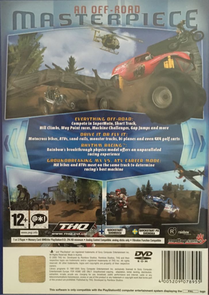 MX vs. ATV: Unleashed - Sony PlayStation 2 (PS2) (THQ - 1-2) video game collectible [Barcode 4005209078955] - Main Image 2