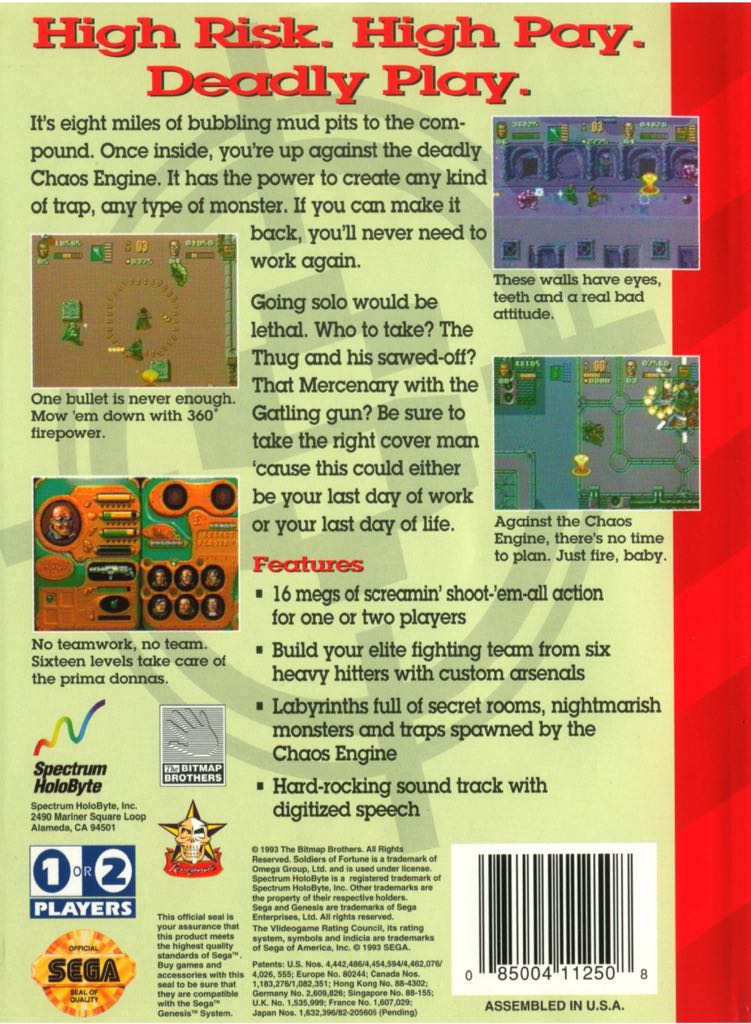 Soldiers of Fortune - Nintendo Super Nintendo Entertainment System (SNES) (Spectrum HoloByte - 1) video game collectible [Barcode 085004109508] - Main Image 2