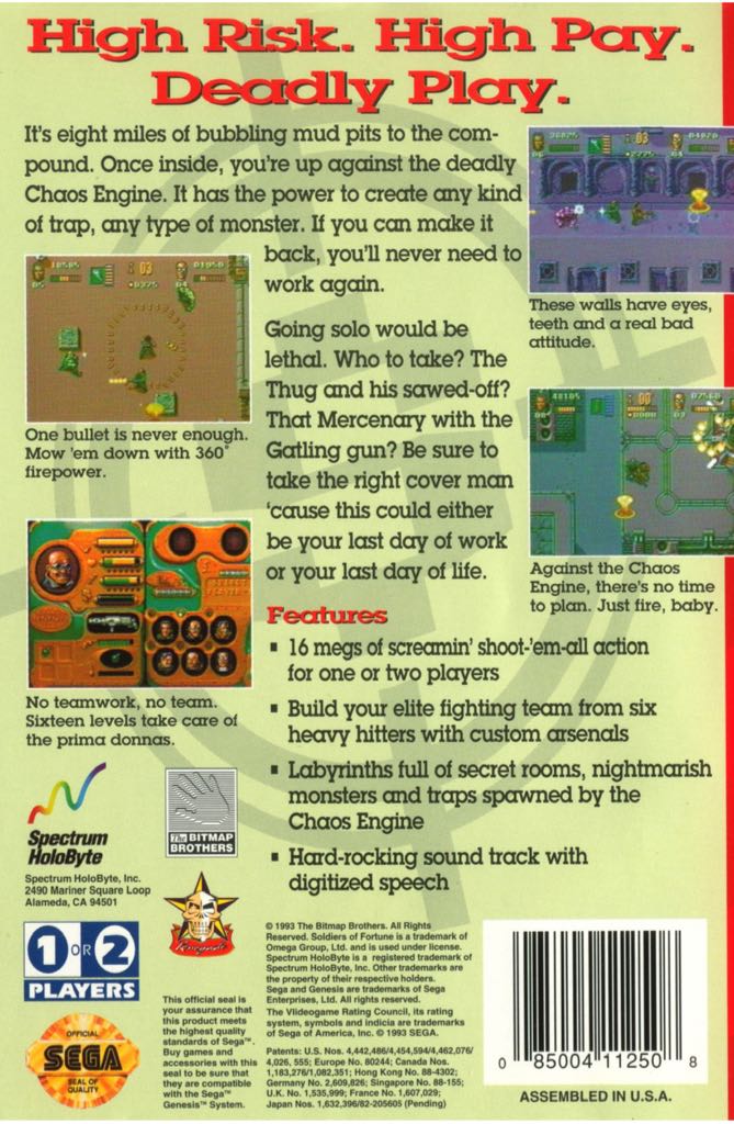 Soldier Of Fortune - Sega Mega Drive (Spectrum HoloByte - 1-2) video game collectible [Barcode 085004112508] - Main Image 2