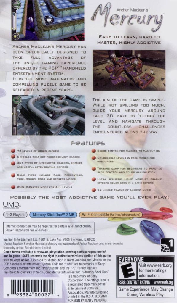 Archer Maclean’s Mercury & Mercury Meltdown - Sony PlayStation Portable (PSP) (Utv - 1) video game collectible [Barcode 893384000526] - Main Image 2
