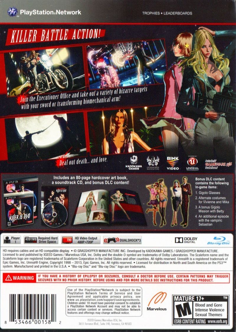 Killer Is Dead - Sony PlayStation 3 (PS3) (XSEED Games - 1) video game collectible [Barcode 853466001582] - Main Image 3