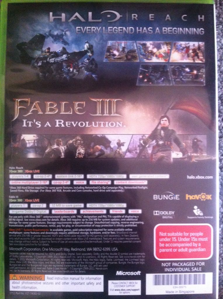 Halo Reach & Fable 3 - Microsoft Xbox 360 video game collectible - Main Image 2