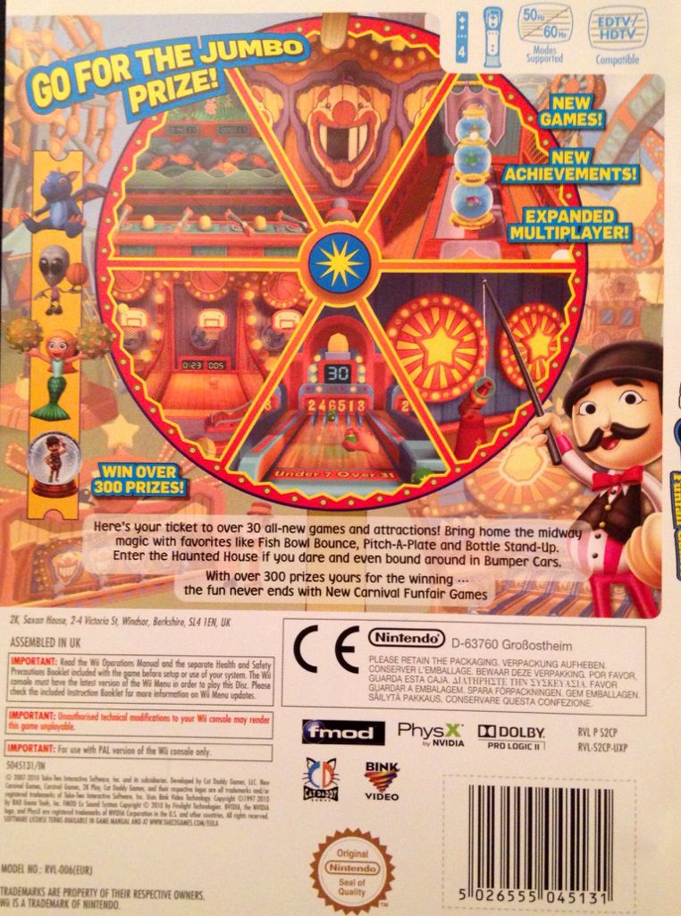 New Carnival Funfair Games - Nintendo Wii video game collectible [Barcode 5026555045131] - Main Image 2