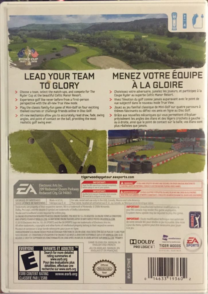 Tiger Woods PGA Tour 11 - Nintendo Wii (EA Sports  - 1-4) video game collectible [Barcode 014633193602] - Main Image 2