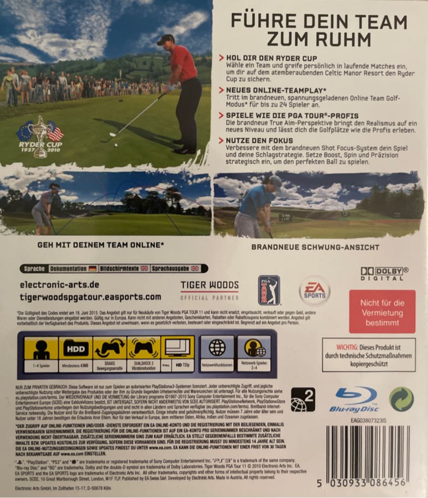 Tiger Woods PGA Tour 11 - Sony PlayStation 3 (PS3) video game collectible [Barcode 5030933086456] - Main Image 2