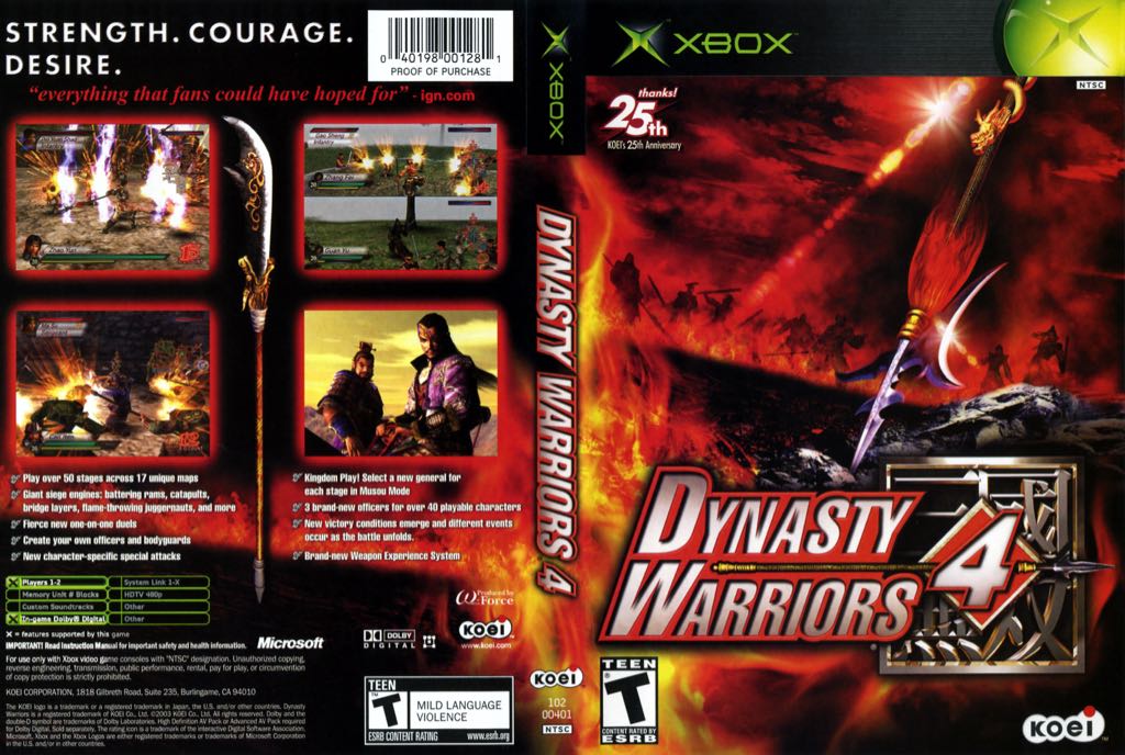 Dynasty Warriors 4 - Microsoft Xbox (THQ - 1-2) video game collectible [Barcode 5060073300075] - Main Image 2