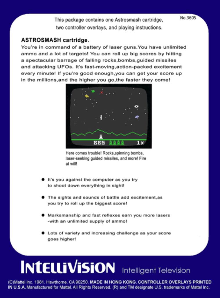 Astrosmash - Intellivision video game collectible - Main Image 2