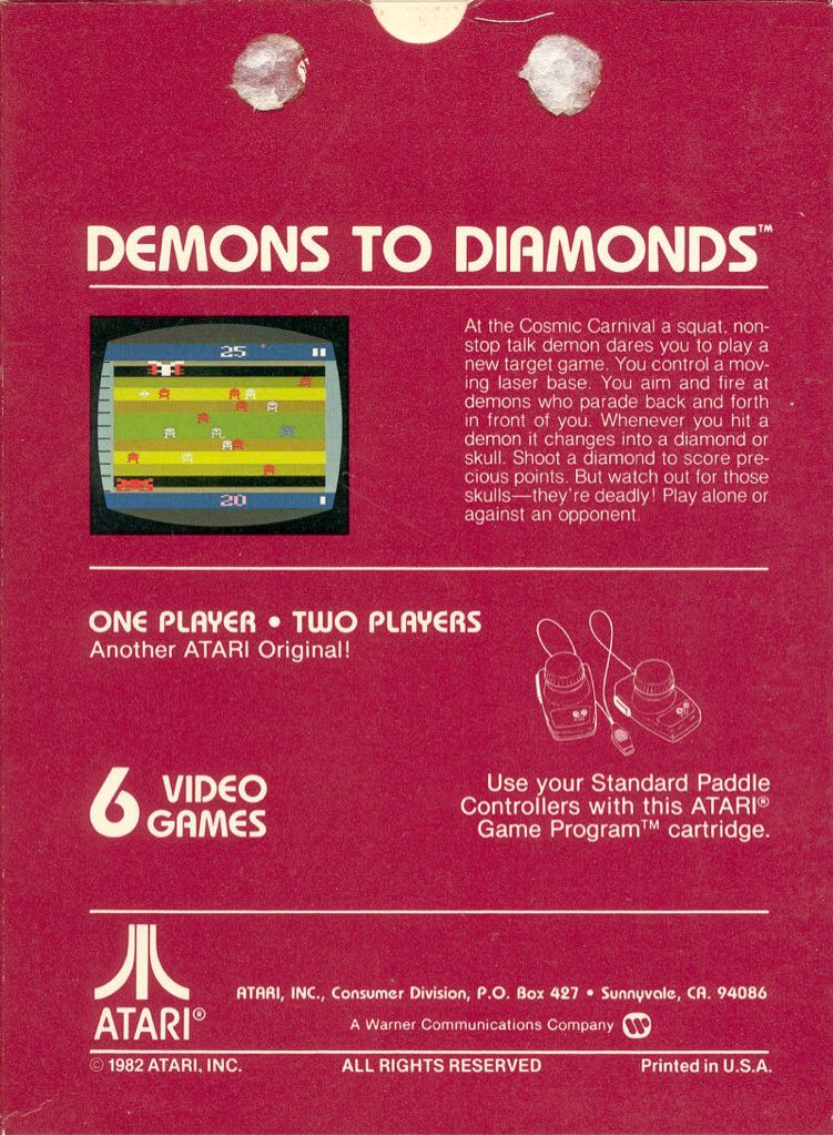 Demons to Diamonds - Atari 2600 video game collectible - Main Image 2