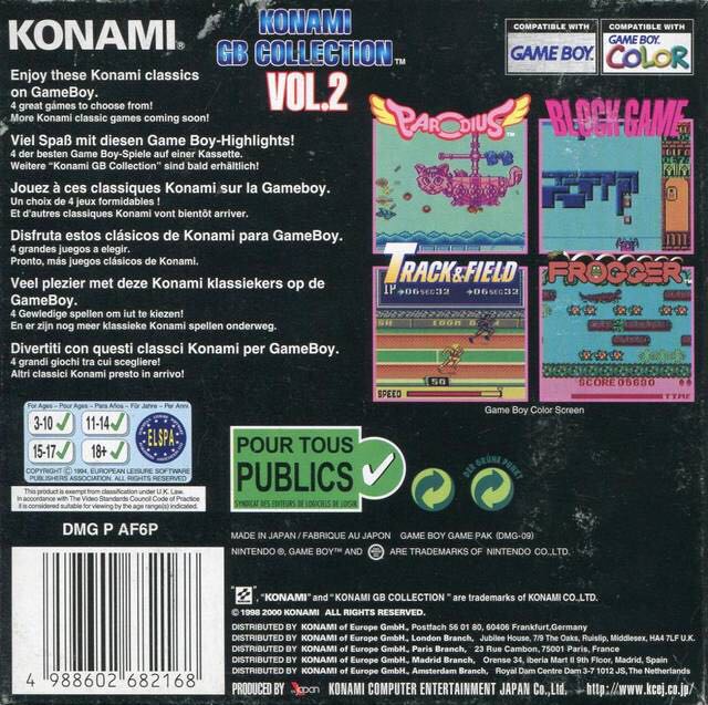 Konami GB Collection Vol.2 (EU) - Nintendo Game Boy Color (Konami - 1) video game collectible [Barcode 4988602682168] - Main Image 2