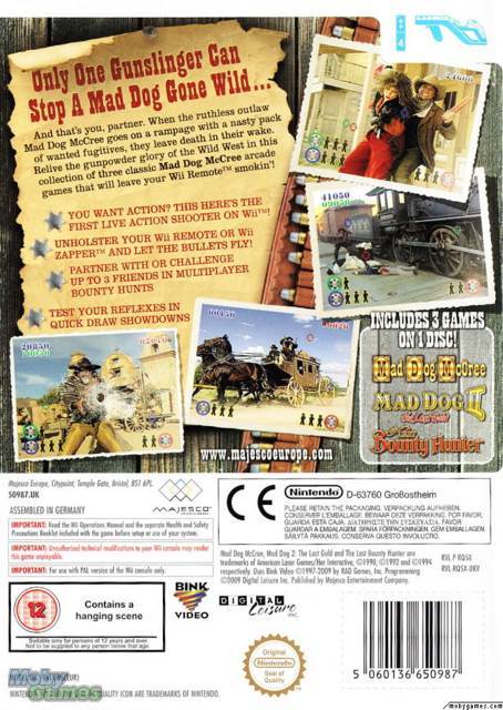 Mad Dog McCree: Gunslinger Pack - Nintendo Wii (Majesco) video game collectible [Barcode 5060136651212] - Main Image 2