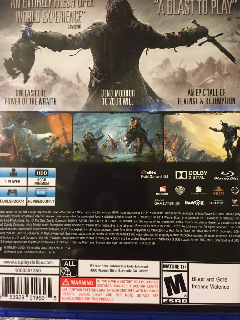Middle-earth: Shadow Of Mordor - Sony PlayStation 4 (PS4) video game collectible - Main Image 2