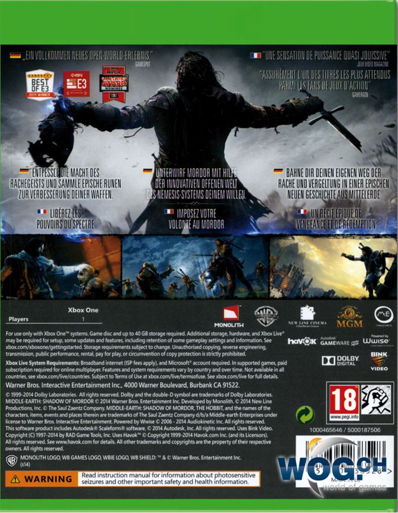 Middle-earth: Shadow Of Mordor - Microsoft Xbox One video game collectible - Main Image 2