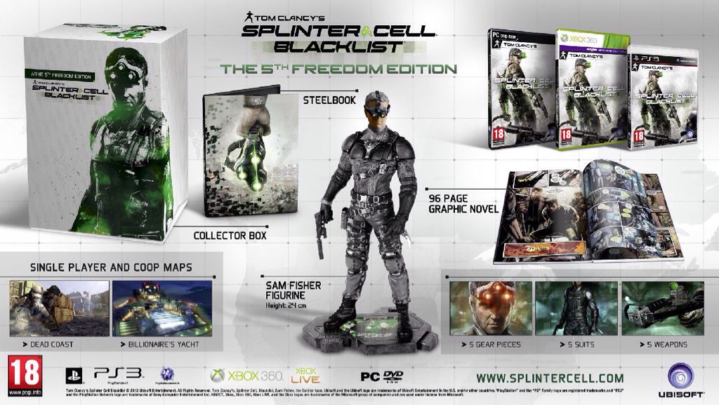 Tom Clancy’s Splinter Cell: Blacklist: The 5th Freedom Edition - Sony PlayStation 3 (PS3) (Ubisoft - 1-2) video game collectible [Barcode 3307215690758] - Main Image 2
