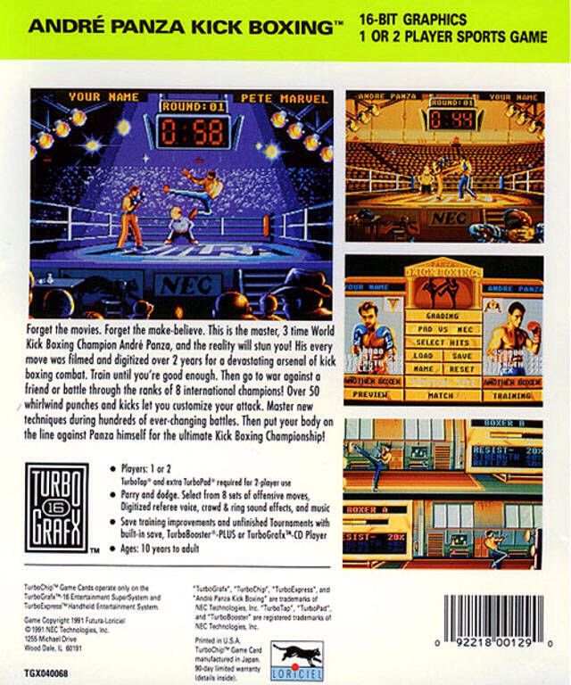 Andre’ Panza: Kick Boxing - NEC TurboGrafx-16 video game collectible - Main Image 2