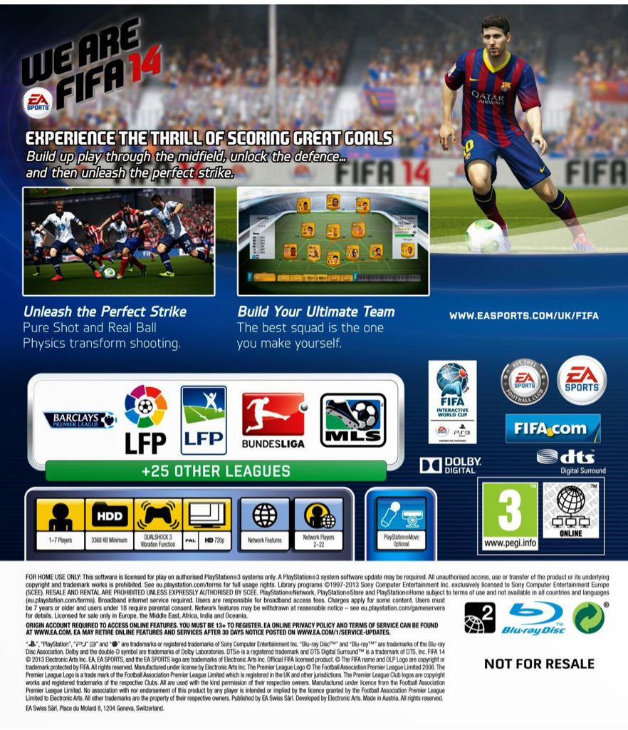 FIFA 14 - Sony PlayStation 3 (PS3) (Electronic Arts Inc - 1-7) video game collectible [Barcode 5030930111106] - Main Image 2