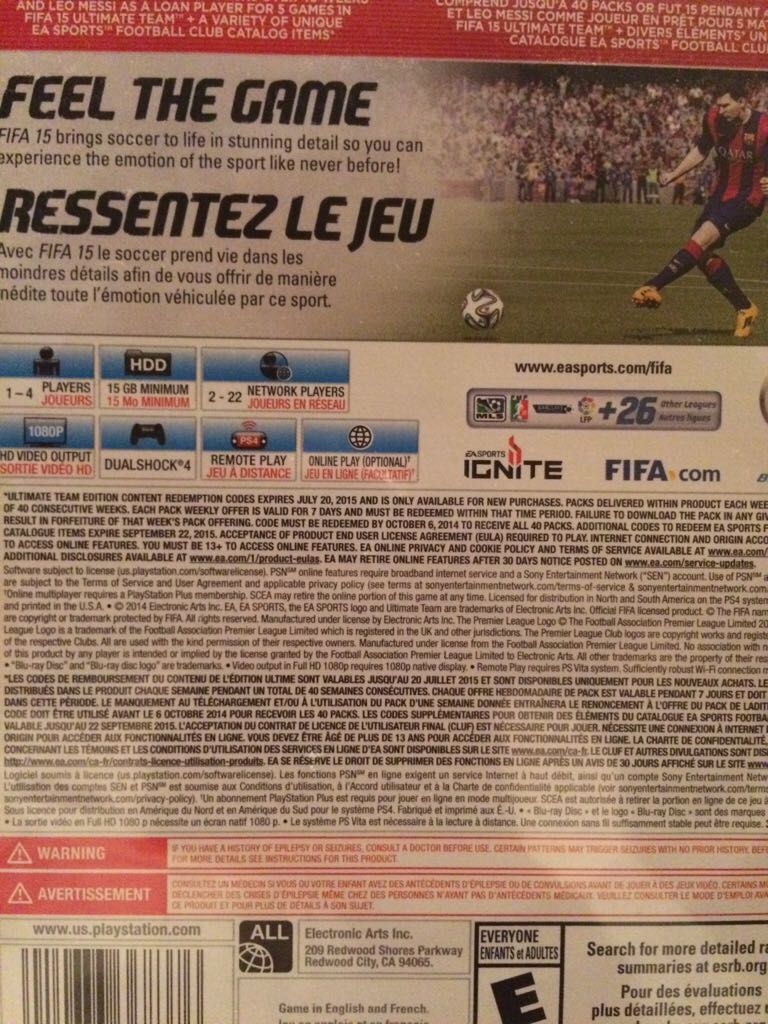 FIFA 15 - Sony PlayStation 4 (PS4) ((EA) Electronic Arts) video game collectible [Barcode 014633368376] - Main Image 2
