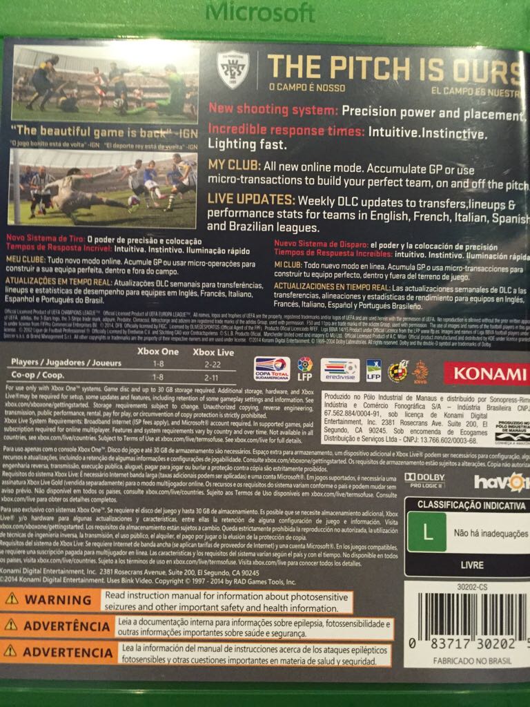 PES 2015 - Microsoft Xbox One video game collectible [Barcode 083717302025] - Main Image 2