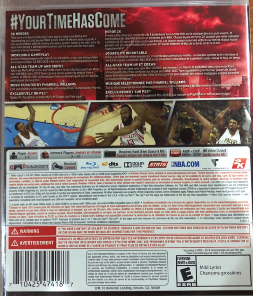 NBA 2K15 - Sony PlayStation 3 (PS3) (Nba) video game collectible [Barcode 710425474187] - Main Image 2