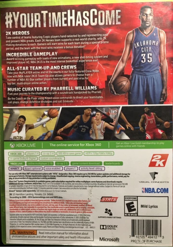 NBA 2K15 - Microsoft Xbox 360 (2K Games) video game collectible [Barcode 710425494123] - Main Image 2