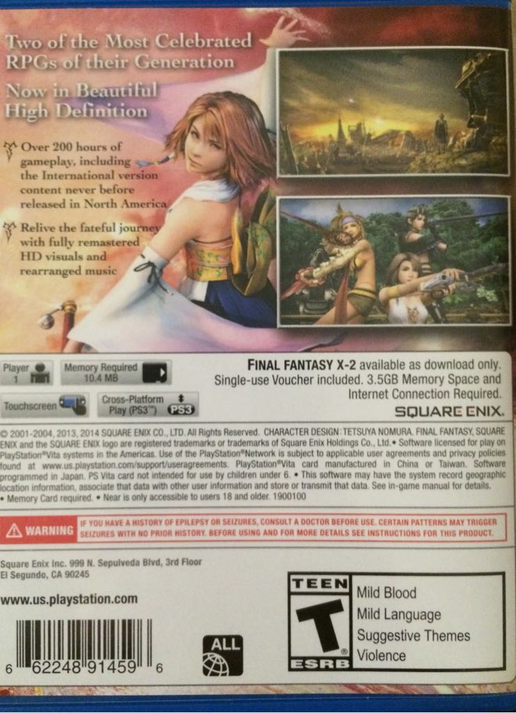 Final Fantasy X|X-2 HD Remaster - Sony PlayStation Vita (PS Vita) (Square Enix - 1) video game collectible [Barcode 662248914596] - Main Image 2