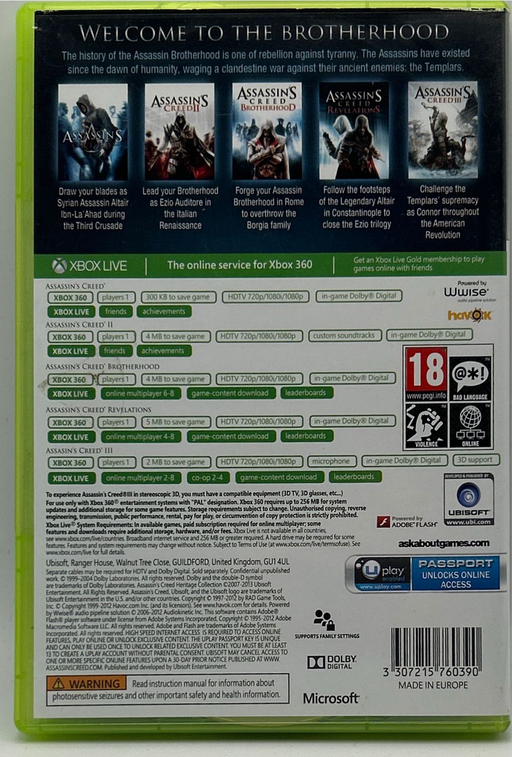 Assassin’s Creed - Heritage Collection (Classics) - Microsoft Xbox 360 (Ubisoft - 1) video game collectible [Barcode 3307215760390] - Main Image 2