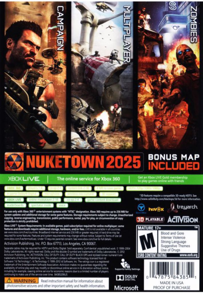 Call of Duty 9: Black Ops II - Microsoft Xbox 360 video game collectible - Main Image 2