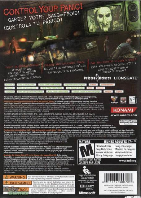SAW - Microsoft Xbox 360 (Konami - 1) video game collectible [Barcode 083717300786] - Main Image 2