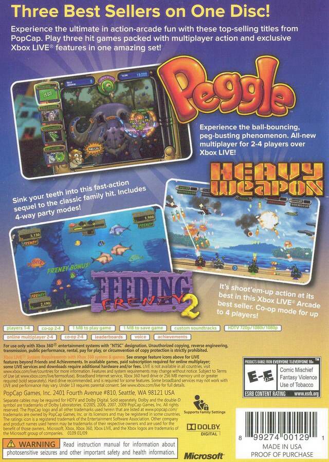 Pop Cap Arcade Vol. 2 - Microsoft Xbox 360 (PopCap Games - 1) video game collectible [Barcode 899274001291] - Main Image 2