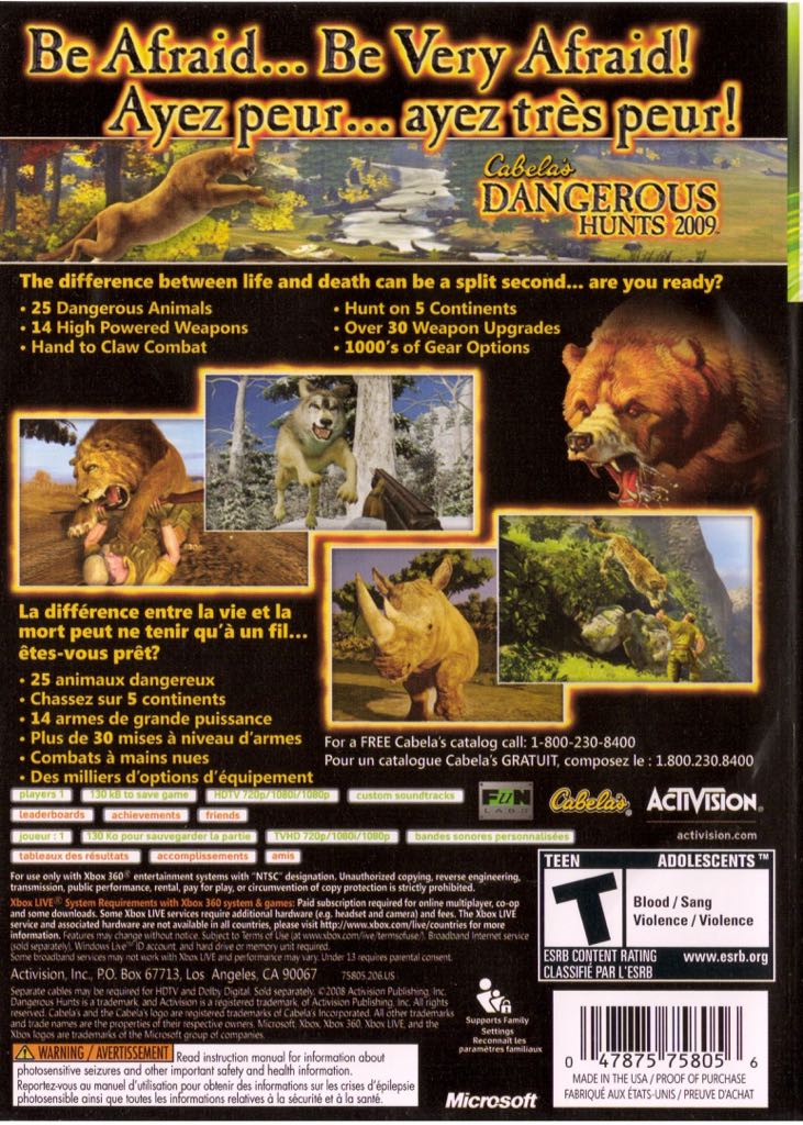 Cabela’s Dangerous Hunts 2009 - Microsoft Xbox 360 (Activision - 1) video game collectible [Barcode 047875756854] - Main Image 2