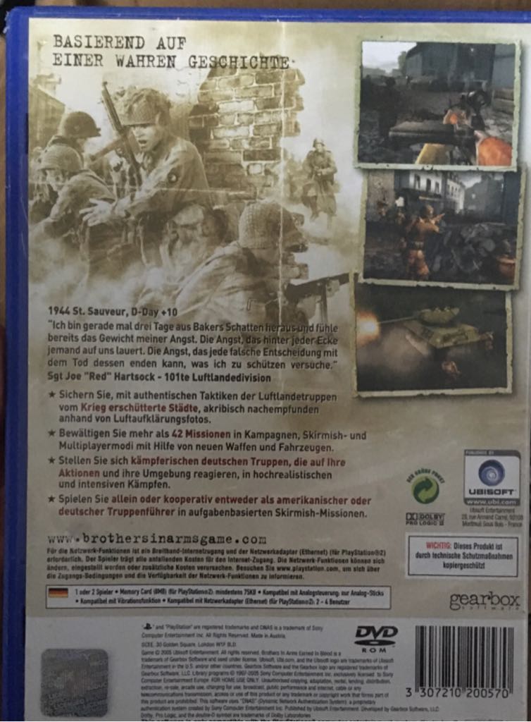 Brothers In Arms: Earned In Blood - Sony PlayStation 2 (PS2) (Ubisoft - 2) video game collectible [Barcode 3307210200570] - Main Image 2