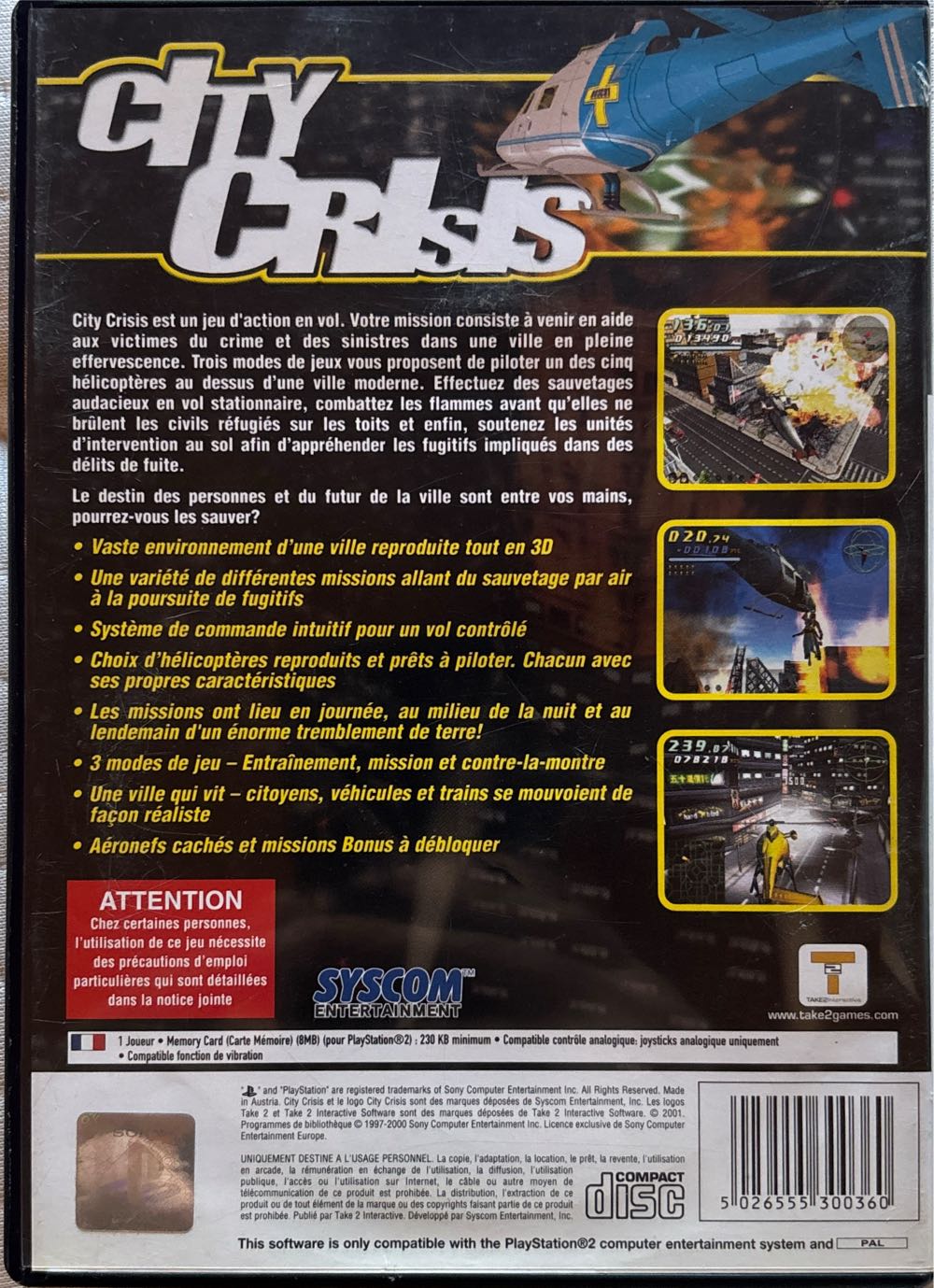 City Crisis - Sony PlayStation 2 (PS2) (Take Two Interactive - 1) video game collectible [Barcode 5026555300360] - Main Image 2