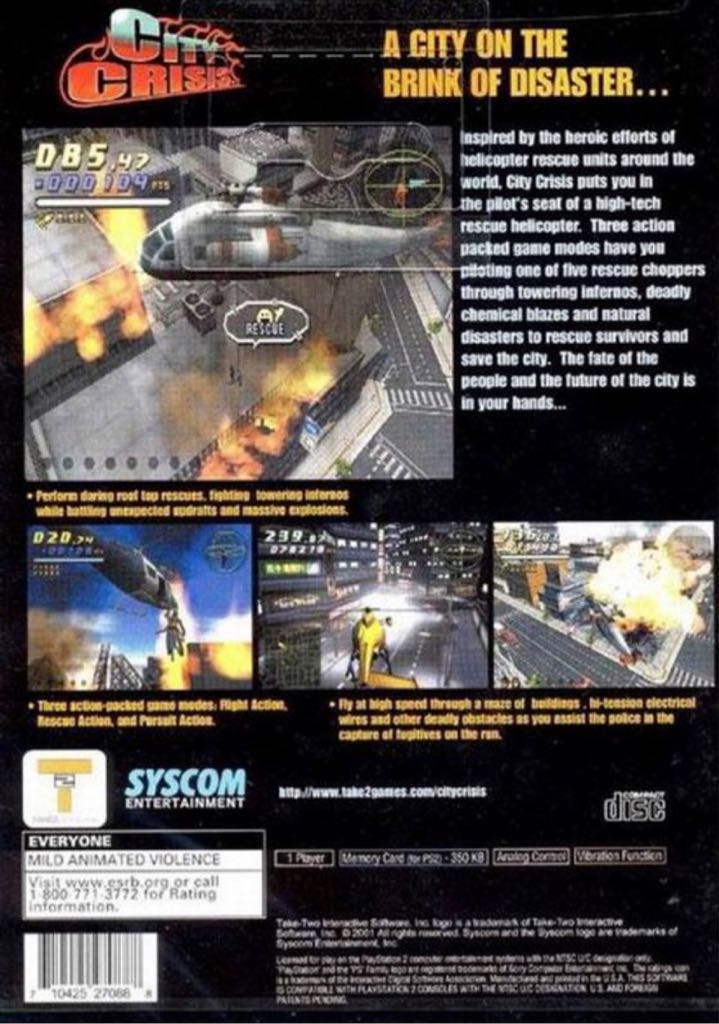 City Crisis - Sony PlayStation 2 (PS2) (Take Two Interactive - 1) video game collectible [Barcode 710425270888] - Main Image 2