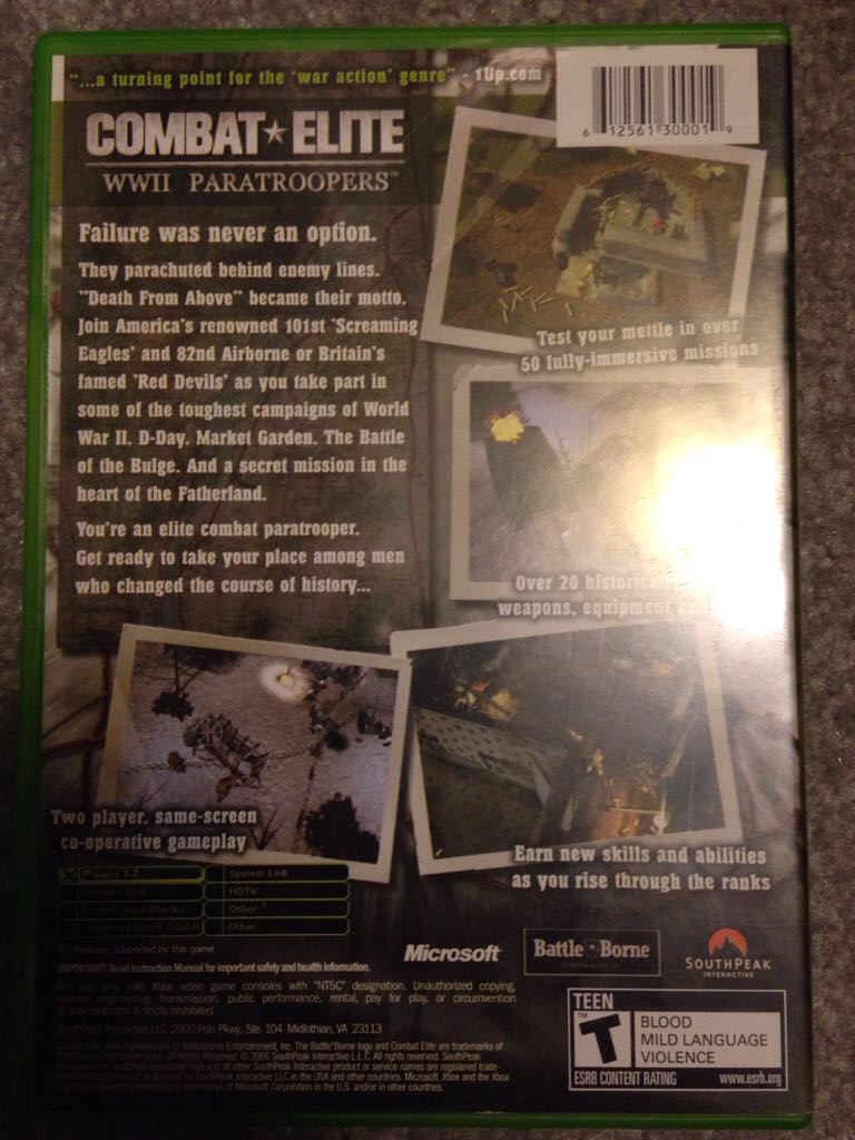 Combat Elite: WW2 Paratroopers - Microsoft Xbox video game collectible - Main Image 2