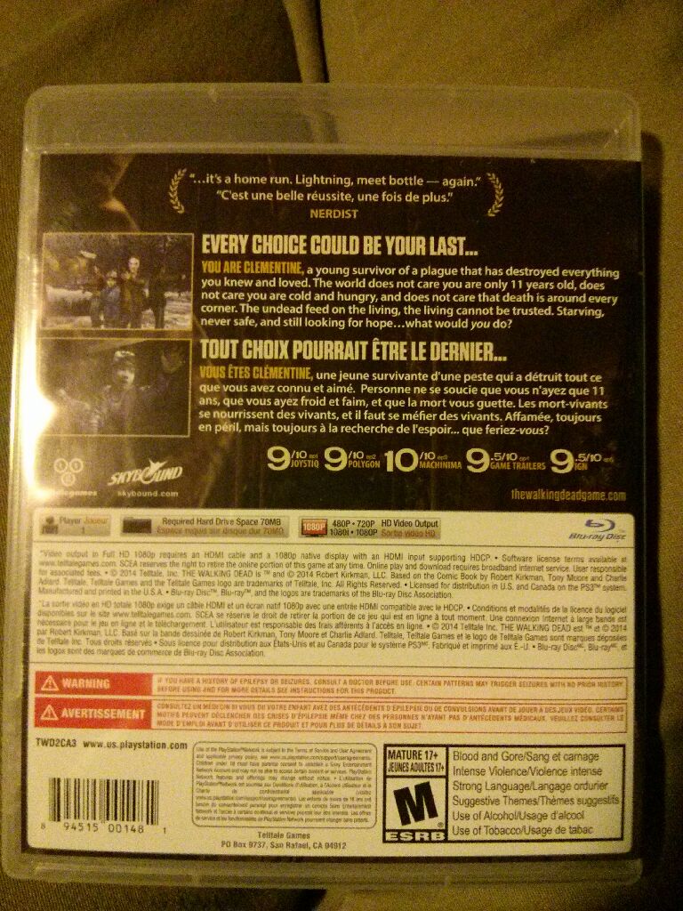 The Walking Dead: Season Two - Sony PlayStation 3 (PS3) (Tell Tale Games - 1) video game collectible [Barcode 894515001481] - Main Image 2
