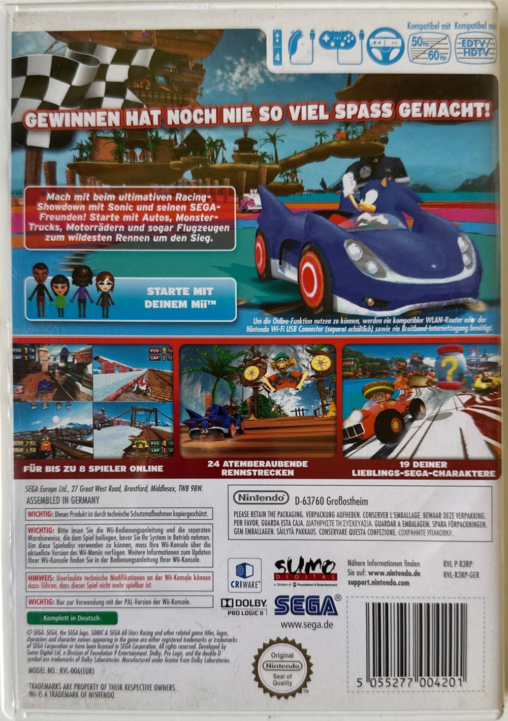 Sonic & Sega All-Stars Racing - Nintendo Wii (Sega - 1-4) video game collectible [Barcode 5055277004201] - Main Image 2