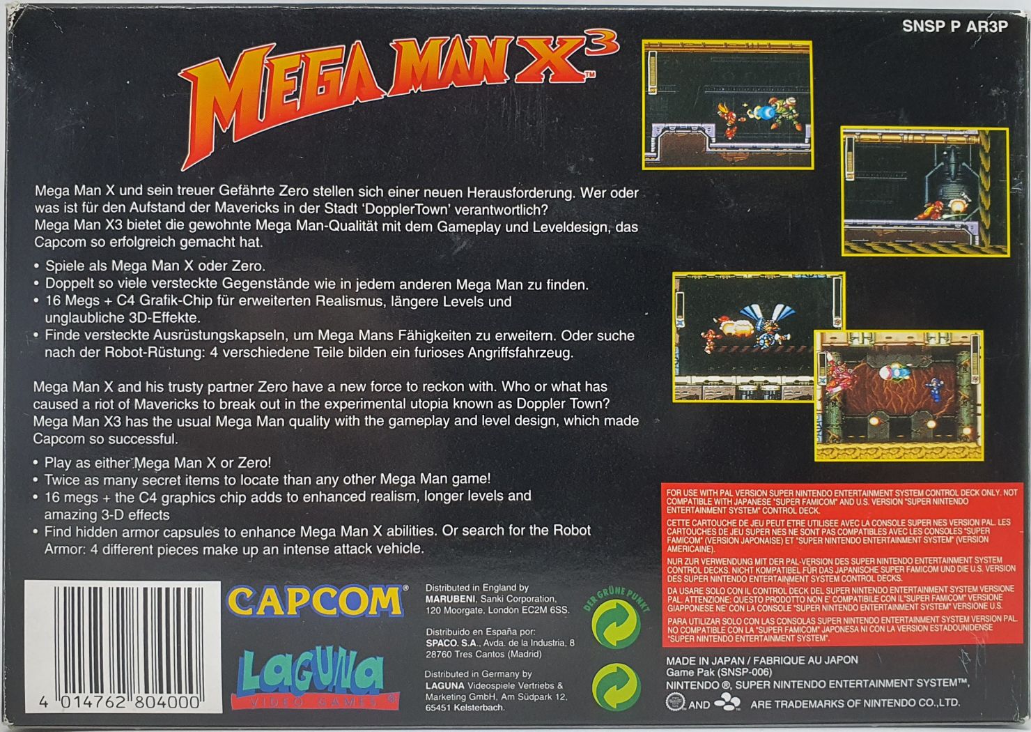 Mega Man X3 - Nintendo Super Nintendo Entertainment System (SNES) (Laguna Video Games - 1) video game collectible [Barcode 4014762804000] - Main Image 2