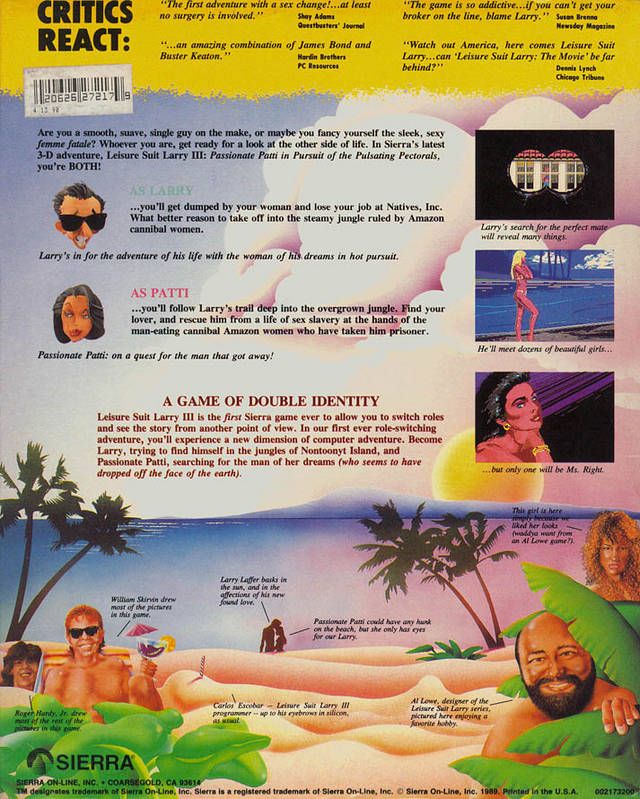 Leisure Suit Larry III - Passionate Patti In Pursuit Of The Pulsating Pectorals - PC (Sierra On-Line - 1) video game collectible - Main Image 2