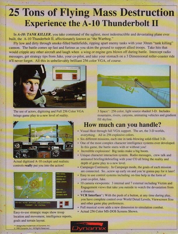 A-10 Tank Killer - PC (Dynamix - 1) video game collectible - Main Image 2