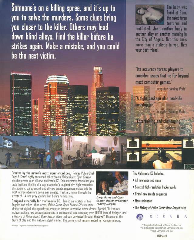 Police Quest IV - Open Season - PC (Sierra On-Line - 1) video game collectible - Main Image 2