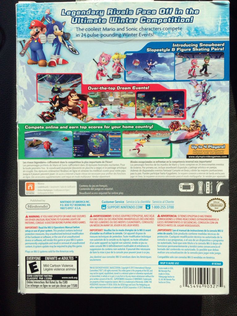Mario & Sonic at the Olympic Winter Games Sochi 2014 - Nintendo Wii U video game collectible [Barcode 045496903275] - Main Image 2