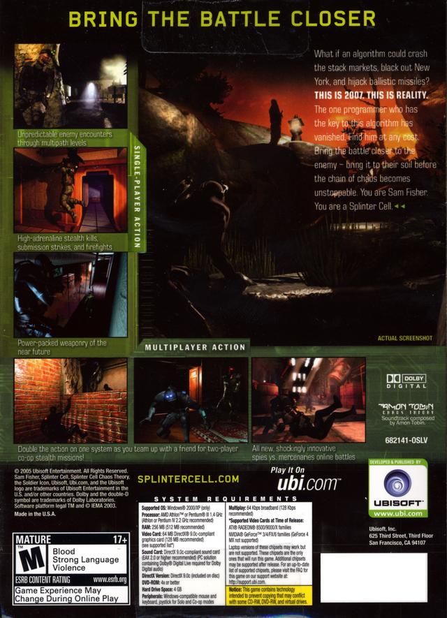 Tom Clancy’s Splinter Cell - Chaos Theory - PC (Ubisoft - 1) video game collectible [Barcode 008888612148] - Main Image 2