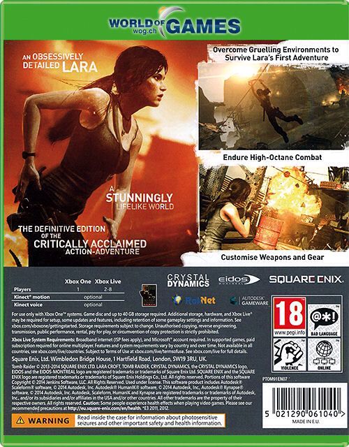 Tomb Raider (Definitive Edition) - Microsoft Xbox One (Square Enix - 1) video game collectible [Barcode 662248914121] - Main Image 2