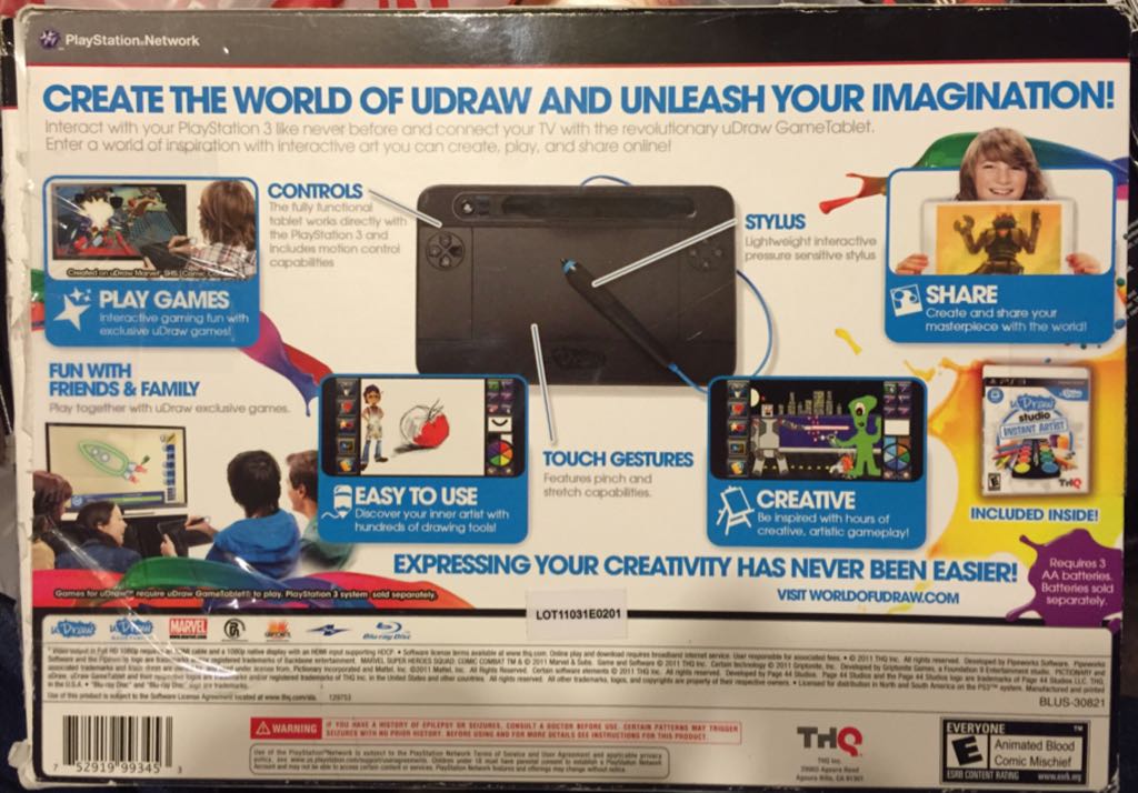 uDraw Studio Game Tablet Studio W/ Instant Artist U Draw - Sony PlayStation 3 (PS3) (THQ - 1) video game collectible [Barcode 752919993453] - Main Image 2
