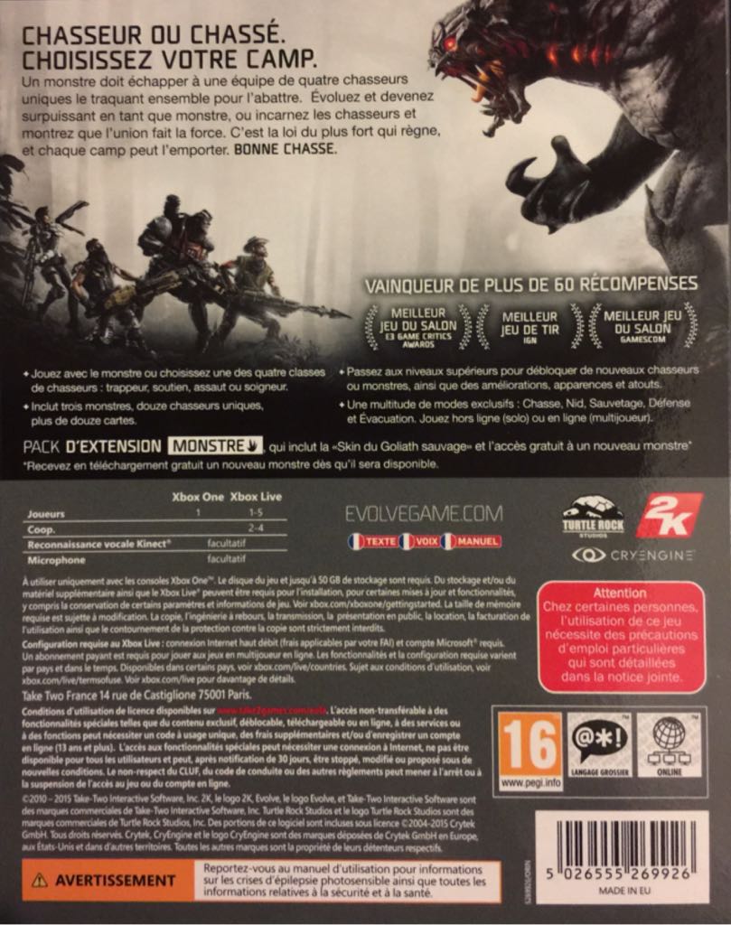 Evolve - Microsoft Xbox One (2K Games - 4) video game collectible [Barcode 5026555269926] - Main Image 2