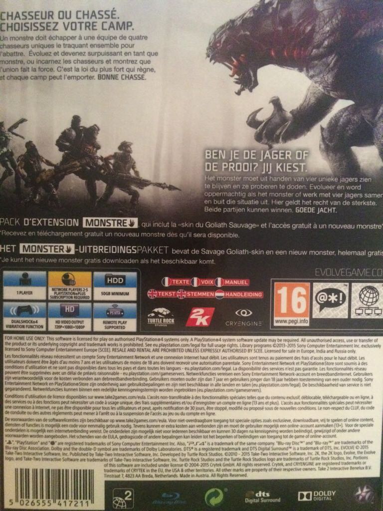 Evolve - Sony PlayStation 4 (PS4) (Turtle Rock Studios - 1) video game collectible - Main Image 2