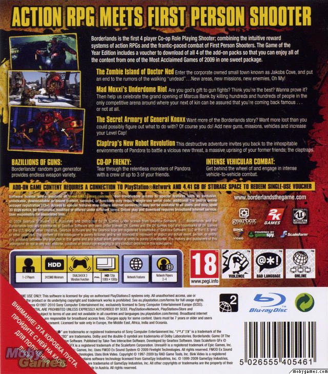 Borderlands [Game Of The Year Edition] - Sony PlayStation 3 (PS3) (2K Games) video game collectible - Main Image 2