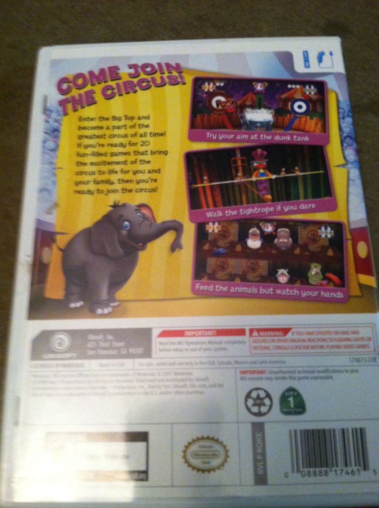Circus Games 20 Big Top Classics! - Nintendo Wii (Ubisoft Inc. - 2) video game collectible [Barcode 008222174615] - Main Image 2