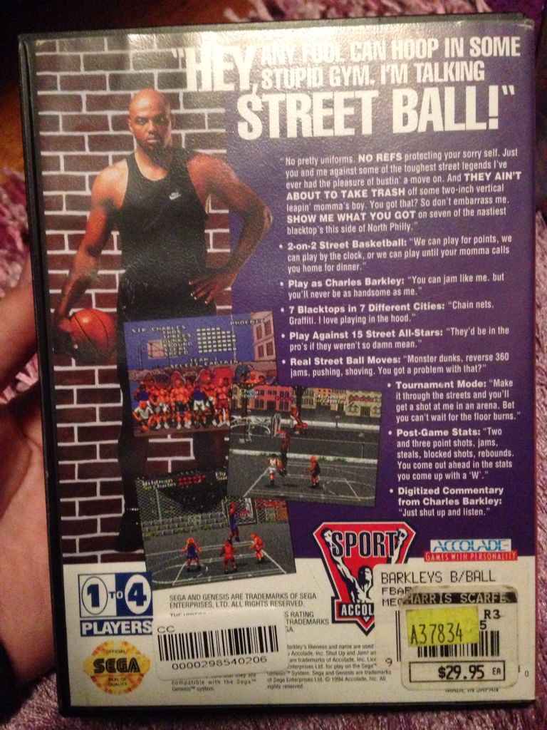 Barkley: Shut Up and Jam! - Sega Genesis (Mega Drive) (Sport Accolade - 4) video game collectible [Barcode 9312544024260] - Main Image 2