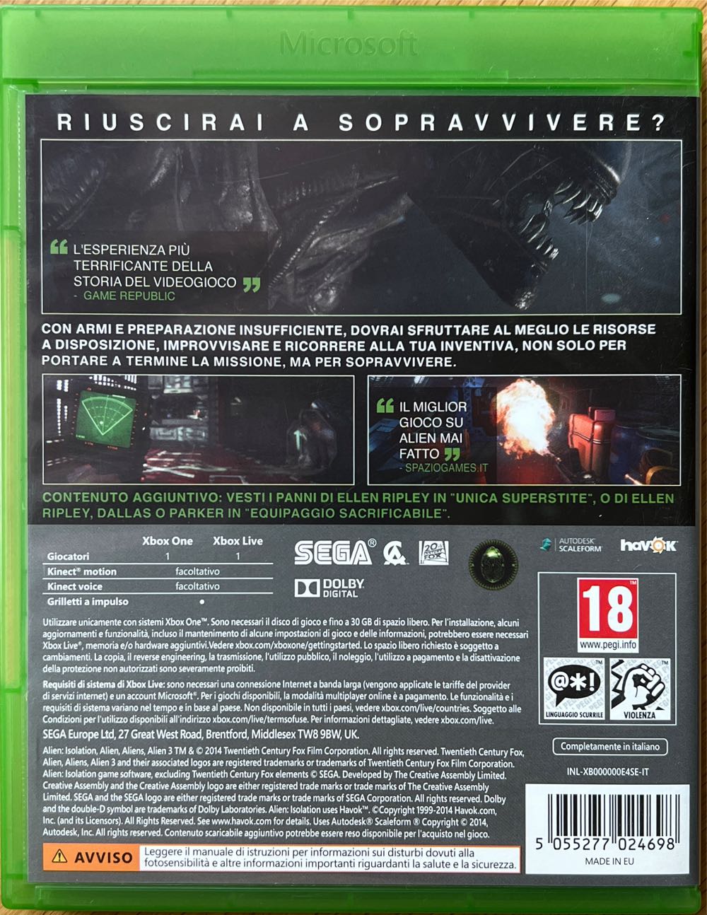 Alien Isolation - Microsoft Xbox One (Sega) video game collectible [Barcode 5055277024698] - Main Image 2